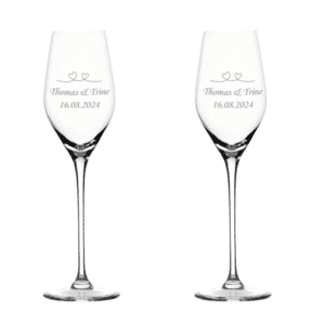 Champagneglas Med Gravering Til Bryllup 2 Stk - Aida Passion Connoisseur